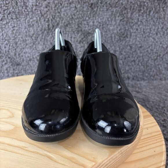 Cole Haan Patent Leather Wedge Heel Shoes Womens Size 8.5 Black  Ankle Bootie - Picture 3 of 9